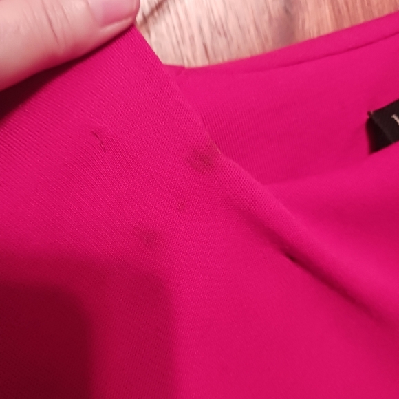 Vintage Lanvin Paris RED Wool Dress Side Zipper Ruche Details Stained BARGAIN - Picture 6 of 8